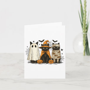 Retro Black Cat Hexe Beängstigend Halloween Pumpki Karte