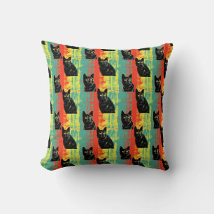 Retro Black Cat Pattern Kissen