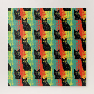 Retro Black Cat Pattern Puzzle