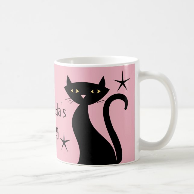 Retro Black Cats, Babyboomer pink Kaffeetasse (Rechts)