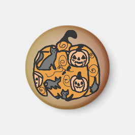 Retro Black Cats und Pumpkin Dreams Magnet