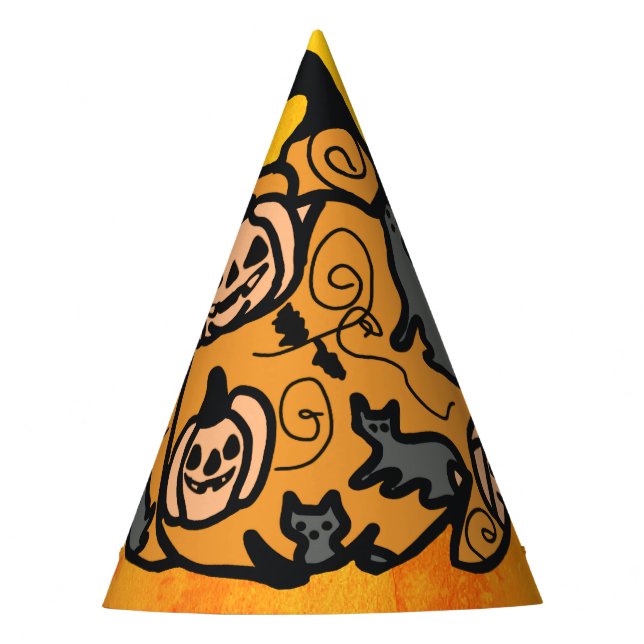 Retro Black Cats und Pumpkin Dreams Partyhütchen (Vorderseite)