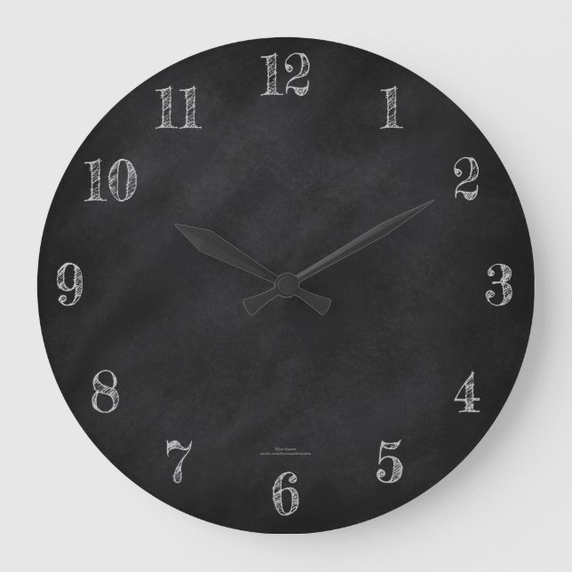 Retro Black Chalkboard Große Wanduhr (Vorderseite)