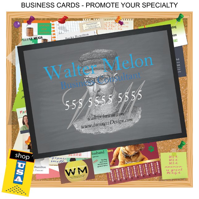 Retro Black Chalkboard 🕰️ Steampunk Goggles Man Visitenkarte (Von Creator hochgeladen)