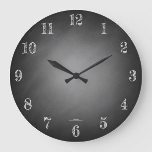 Retro Black Chalkboard Vignette Große Wanduhr