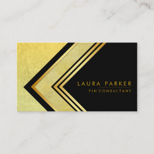 Retro Black Gold Geometrie Finance Modern Visitenkarte