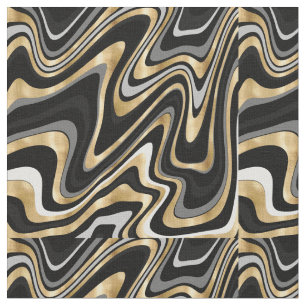 Retro Black Gold Wavy Lines Modernes Design Stoff