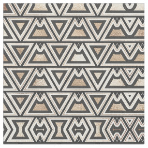 Retro Black Gold White Triangle Geometrie Stoff