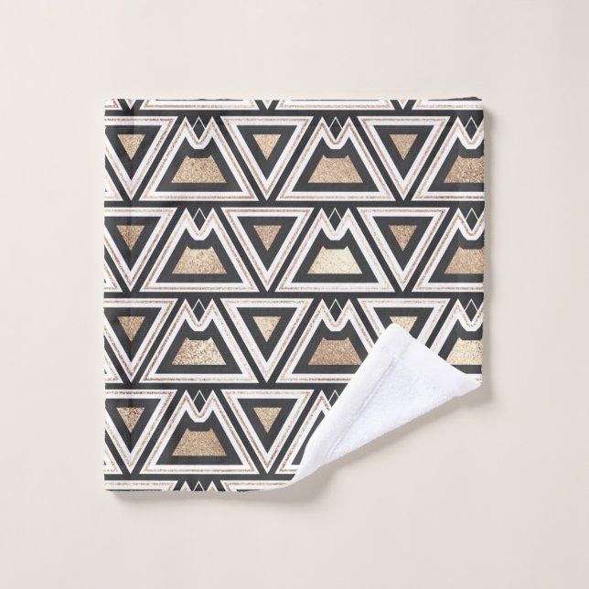 Retro Black Gold White Triangle Geometrie Waschlappen (Waschlappen)