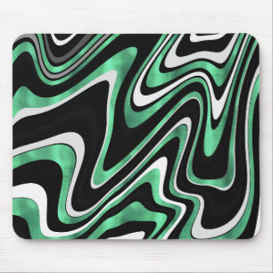 Retro Black Green Wavy Lines Modernes Design Mousepad