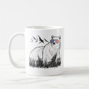 Retro Black Grizzly Bären Mountain Peaks Sonnenbr Kaffeetasse