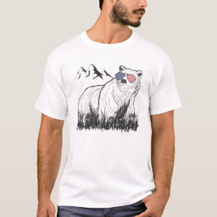 Retro Black Grizzly Bären Mountains Peaks T-Shirt