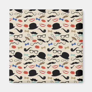 Retro Black Handlebar Mustache Muster Magnet