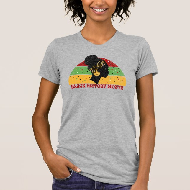 Retro Black History Monat Afrikanische Frau T-Shirt (Vorderseite)