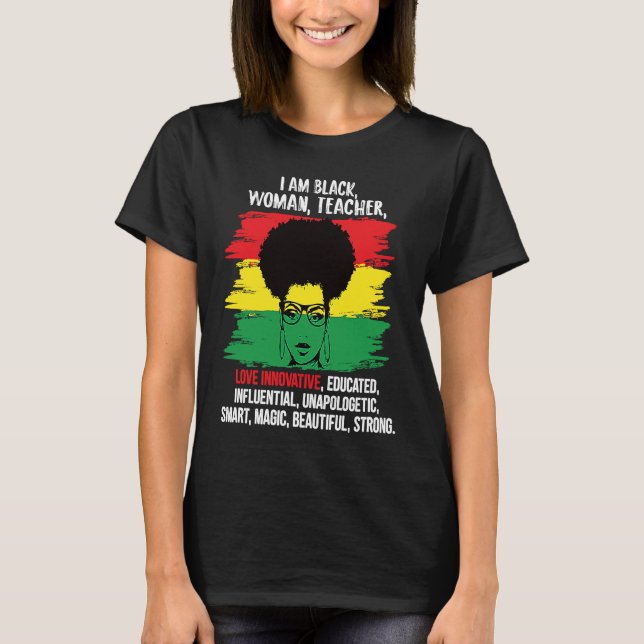 Retro Black History Monat Proud Black Teacher Magi T-Shirt (Vorderseite)