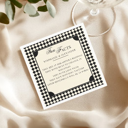 Retro Black & Ivory Fun Facts Old Money Wedding Serviette