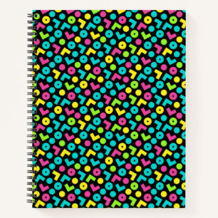 Retro Black & Neon Pattern der 80er/90er Jahre Notizbuch