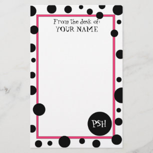 Retro Black Polka Dot Stationery Briefpapier