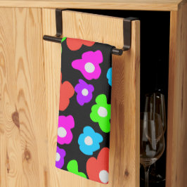 Retro Black Rainbow Farbige Blume Muster Geschirrtuch