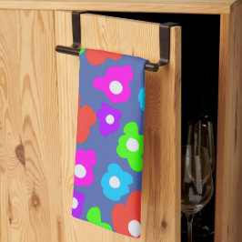 Retro Black Rainbow Farbige Blume Muster Geschirrtuch