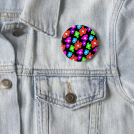 Retro Black Rainbow Stolz Blume Muster Button