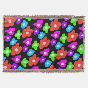 Retro Black Rainbow Stolz Blume Muster Decke