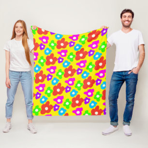 Retro Black Rainbow Stolz Blume Muster Fleecedecke
