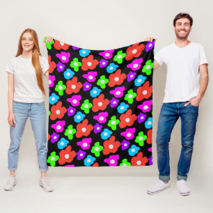 Retro Black Rainbow Stolz Blume Muster Fleecedecke