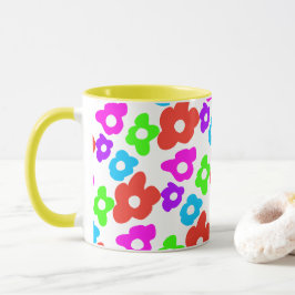 Retro Black Rainbow Stolz Blume Muster Tasse