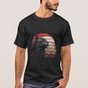 Retro Black Red Tiger Cherry Blossom Blume Sunse T-Shirt