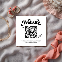 Retro Black Script QR Code Hochzeitsseite Begleitkarte
