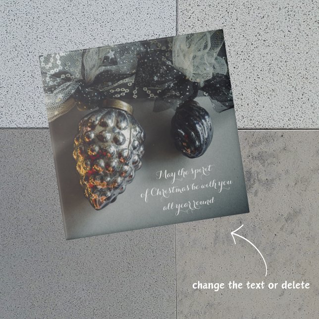 Retro Black Silver Weihnachtsschmuck mit Ribbon Fliese (Von Creator hochgeladen)