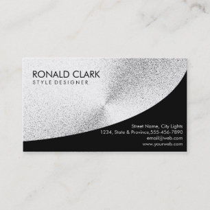 Retro Black Steel Silver Metal Financial Services Visitenkarte