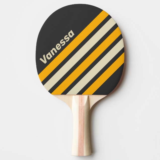 Retro Black Sun Angled Striping with Name Tischtennis Schläger (Vorderseite)