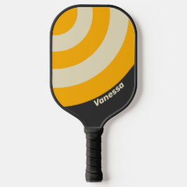 Retro Black Sun Circle Streifen mit Namen Pickleball Schläger