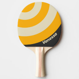 Retro Black Sun Circle Stripe mit Namen Tischtennis Schläger
