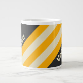Retro Black Sun Stripes with Name Jumbo-Tasse