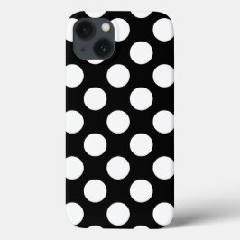 Retro Black und White Polka Dot iPhone 13 Hülle