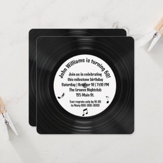 Retro Black Vinyl LP Rekord 60. Geburtstagsparty Einladung