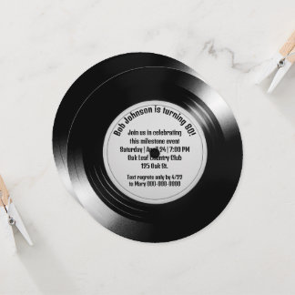Retro Black Vinyl LP Rekord 80. Geburtstagsparty Einladung