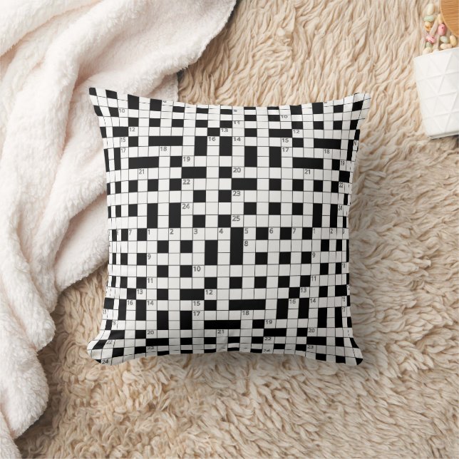 Retro Black White Crossword Puzzle Pattern Kissen (Decke)