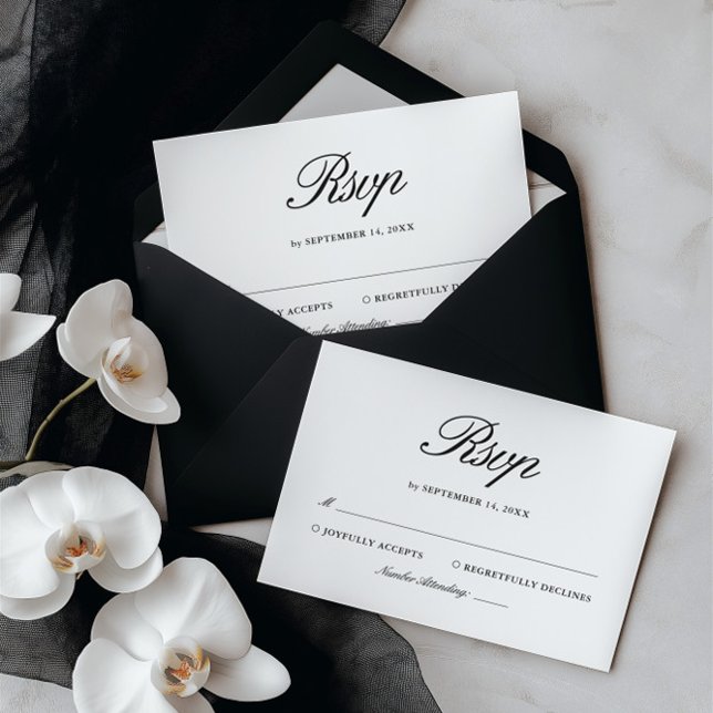 Retro Black & White Elegant Wedding RSVP Karte (Retro Black & White Elegant Wedding RSVP Card)