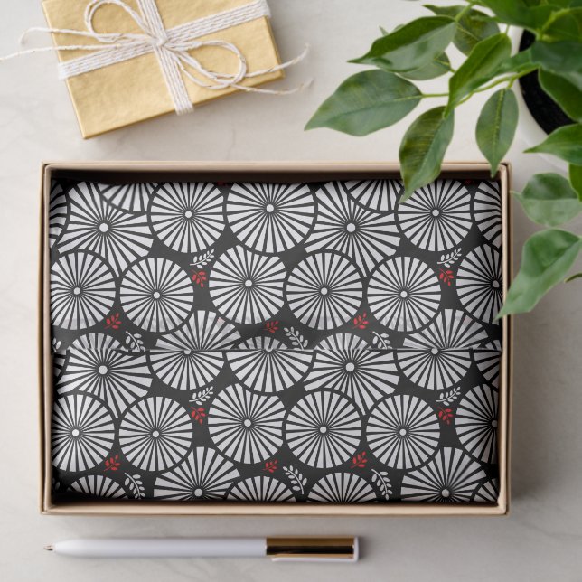 Retro black white flowers Tie Seidenpapier (Geschenk)