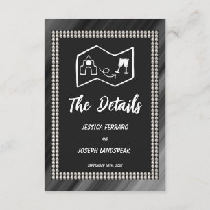 Retro Black & White Pearls & Map Begleitkarte