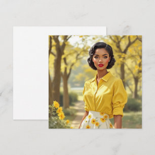 Retro Black Woman Blank Grußkarte Feiertagskarte