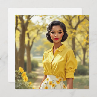 Retro Black Woman Blank Grußkarte Feiertagskarte