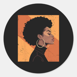 Retro Black Women Afro Melanin Juneteenth Runder Aufkleber