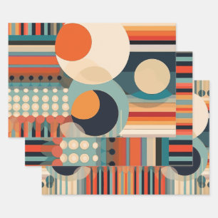 Retro-Blasen Kreise und Streifen 338 Geschenkpapier Set