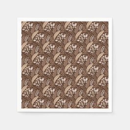 Retro-Blätter braun Elegant Vintag Botanisch Serviette