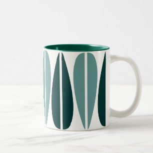 Retro-Blätter - Ozeangrün und dunkelgrün Zweifarbige Tasse